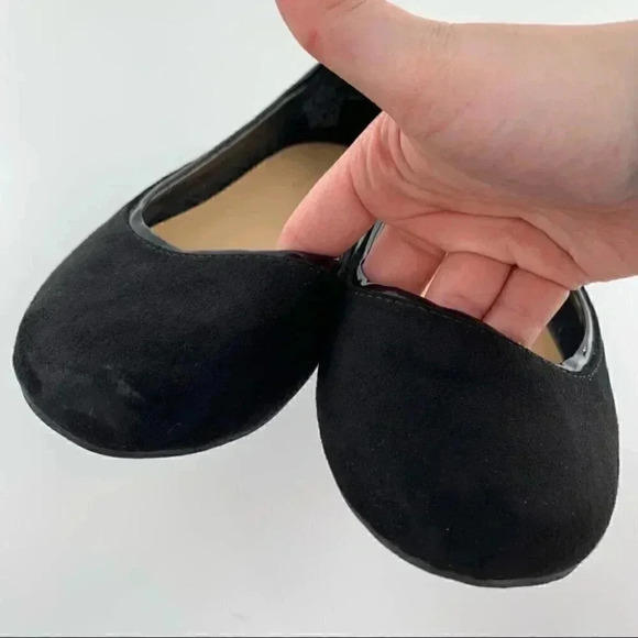 LC Lauren Conrad sheen ballet flats size 10 black faux suede vegan balletcore - Picture 9 of 12